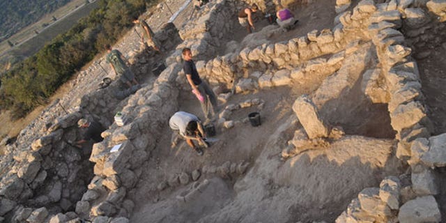 The excavation of a shrine in the 3,000-year-old city of Khirbet Qeiyafa near Jerusalem.