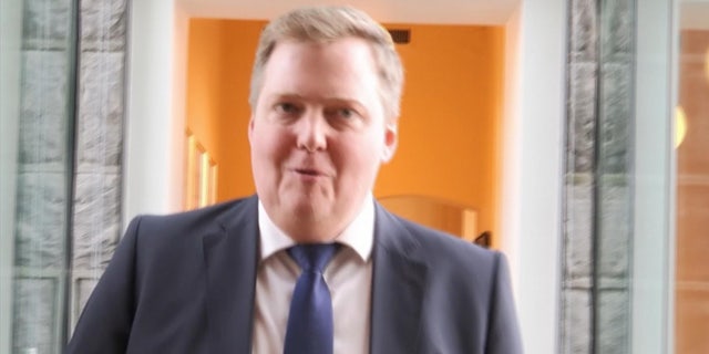 April 5, 2016: In this grab taken from video, Iceland's Prime Minister Sigmundur David Gunnlaugsson leaves after holding a meeting at Iceland's Parliament in Reykjavik.