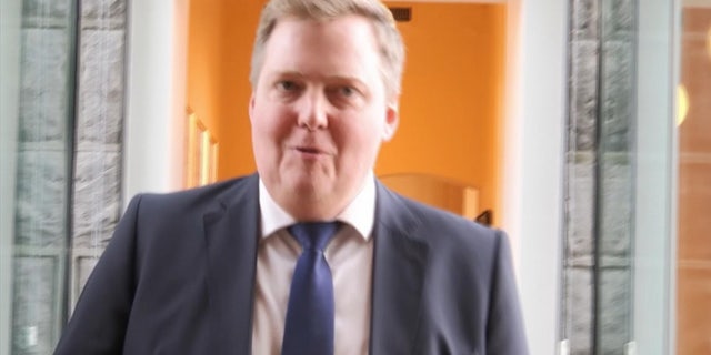 April 5, 2016: In this grab taken from video, Iceland's Prime Minister Sigmundur David Gunnlaugsson leaves after holding a meeting at Iceland's Parliament in Reykjavik.
