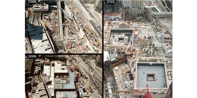 Photo from Silverstein Properties of progress made at World Trade Center 2008-2010.