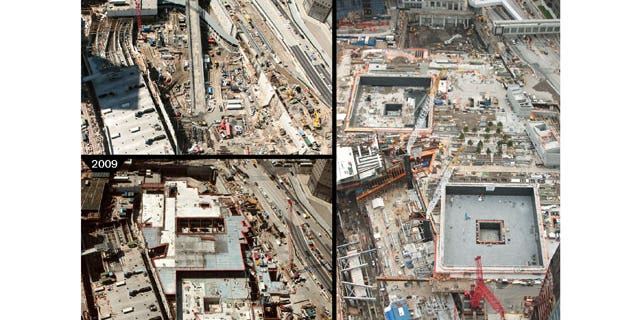 Photo from Silverstein Properties of progress made at World Trade Center 2008-2010.