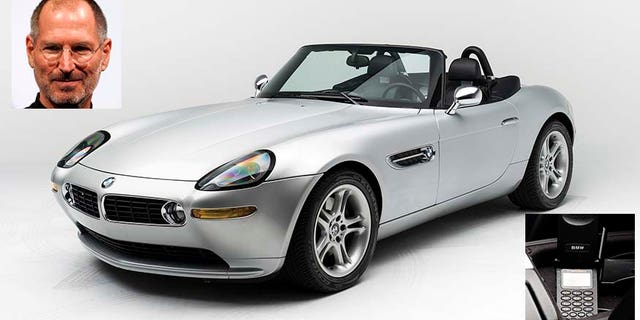 In this 2017 photo provided by RM Sotheby's, a 2000 BMW Z8 owned bay Steve Jobs is shown. The Apple founder's convertible is among 30 lots being offered by a variety of consignors at the Dec. 6, 2017 RM Sotheby's automotive auction in New York. (Karissa Hosek/RM Sotheby's via AP)