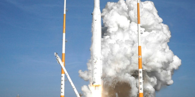 Jan. 30, 2013: South Korea's rocket lifts off from its launch pad at the Naro Space Center in Goheung, South Korea.