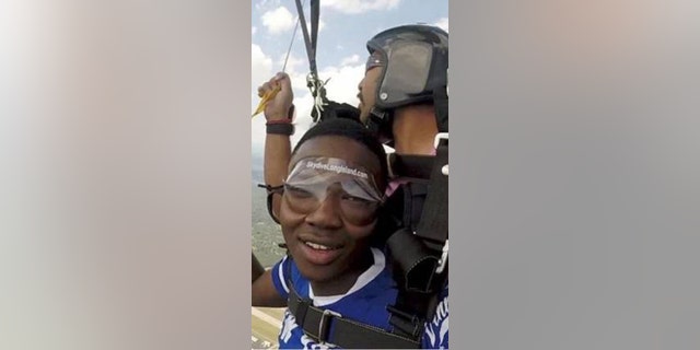 Police are looking for the duo who they said stole a credit card to go skydiving.