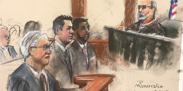 Slager with his legal team in court.