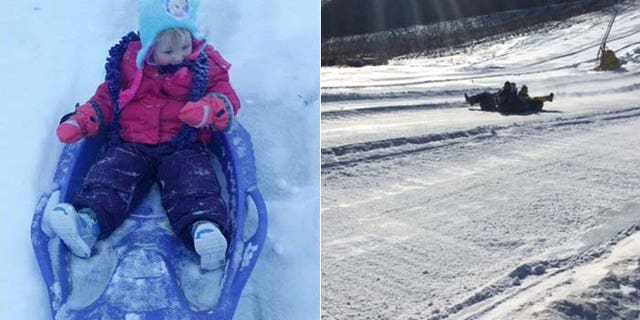 Kids in Dubuque, Iowa, like Ava Van Walbeek, 2, won't be sledding on public property under a new ordinance. (Courtesy: Micole Van Walbeek, Natasha Sayles)