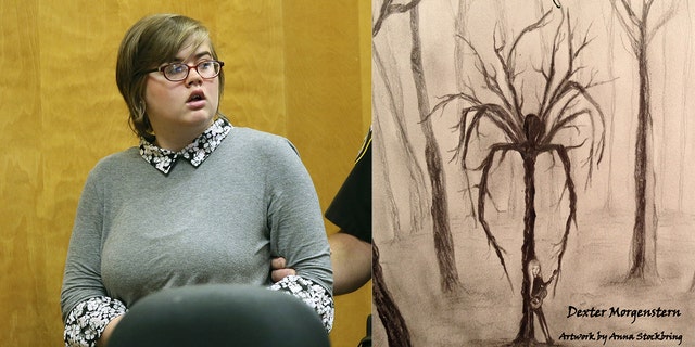 Morgan Geyser, left, agreed to a plea deal in an attack brought on by fictional character Slender Man, right.
