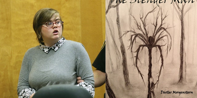 Morgan Geyser, left, agreed to a plea deal in an attack brought on by fictional character Slender Man, right.