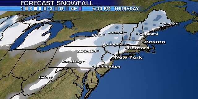 A nor'easter may bring upwards of a foot of snow across the Northeast by Thursday.