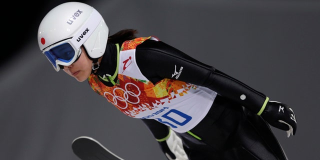 Feb. 11, 2014: Japan's Sara Takanashi makes her trial jump in the women's ski jumping normal hill final at the 2014 Winter Olympics in Krasnaya Polyana, Russia.