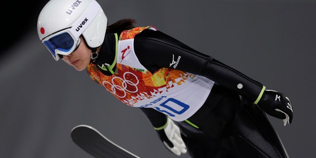 Feb. 11, 2014: Japan's Sara Takanashi makes her trial jump in the women's ski jumping normal hill final at the 2014 Winter Olympics in Krasnaya Polyana, Russia.