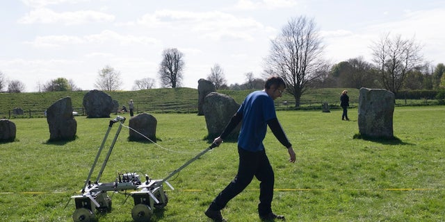 Jeremy Taylor conducts a survey of soil resistance around Avebury Circle. The new data has revealed that hidden beneath the world's largest prehistoric stone circle lies a buried square stone monument, whose purpose is shrouded in mystery.