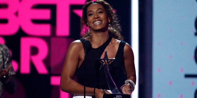 Solange Knowles opens up about her struggles with autonomic disorder in a new post. Here the singer accepts an award at the BET Awards in Los Angeles, June 2017.