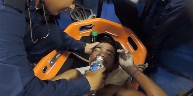 Solano Salazar was rescued by Colombian coast guard members after spending two days adrift at sea, clinging to a foam cooler.