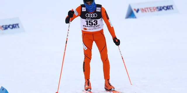 Venezuela's Adrian Solano competing in the cross-country race of the FIS Nordic Ski World Championships in Finland.