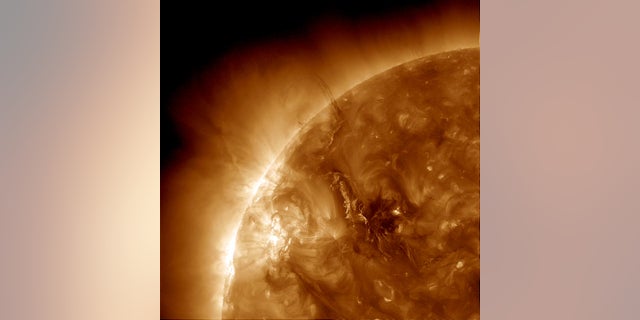 Disruption to the magnetic fields generates the coiling and spreading wave-like action on the surface of the sun seen here. Sound waves created within the sun can reveal information about the magnetic activity that causes such prominences.