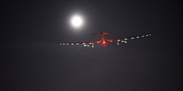 File photo - In this photo provided by Solar Impulse, "Solar Impulse 2," the solar airplane of Swiss pioneers Bertrand Piccard and Andre Borschberg, moves through the sky shortly after the take off from Dayton International Airport, in Dayton, Ohio to Lehigh Valley International Airport in Allentown, Pa., on Wednesday, May 25, 2016. (Jean Revillard/Solar Impulse via AP