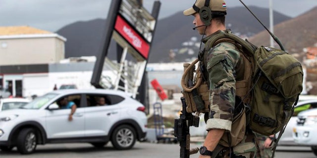 Soldiers patrol St. Martin amid reports of looting.