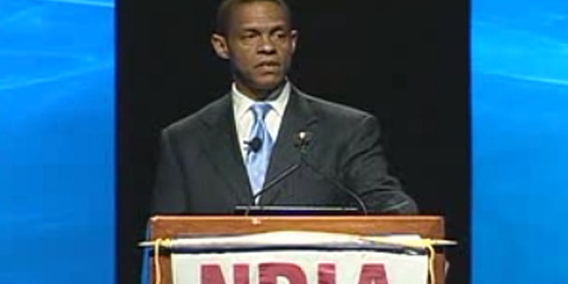 TSA Administrator Nominee Erroll Southers is shown here addressing a Department of Homeland Security conference in April 2008. (DHS)