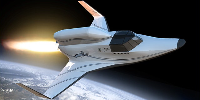 COR Aerospace's Lynx spacecraft is shown launching into space with a science payload on its dorsal side in this artist's illustration.