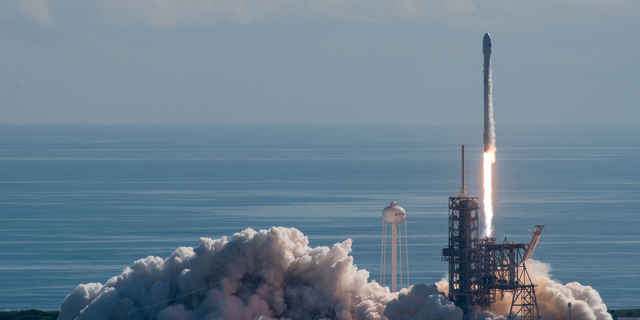 A SpaceX Falcon 9 rocket launches the U.S. Air Force's X-37B space plane on Sept. 7, 2017.