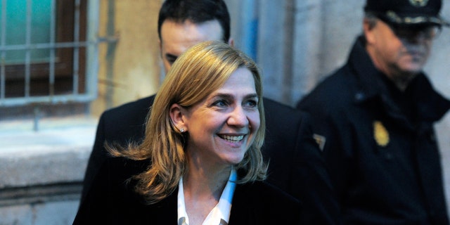 PALMA DE MALLORCA, SPAIN - FEBRUARY 08: Princess Cristina of Spain leaves the Palma de Mallorca Couthouse after giving evidence during the 'Noos Trial' on February 8, 2014 in Palma de Mallorca, Spain. Princess Cristina of Spain will gives evidence as part of the trial against her husband Inaki Urdangarin over allegations that he misused millions of euros of public funds which was allocated to organise sports and tourism events, during his time as chairman of a non-profit foundation from 2004 to 2006. (Photo by David Ramos/Getty Images)