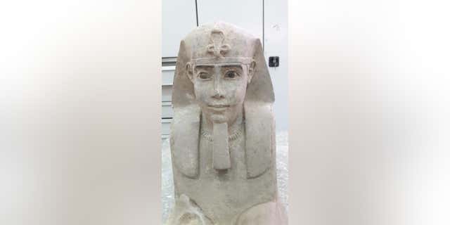 The sphinx statue is likely from the Ptolemaic era (Egyptian Ministry of Antiquities)