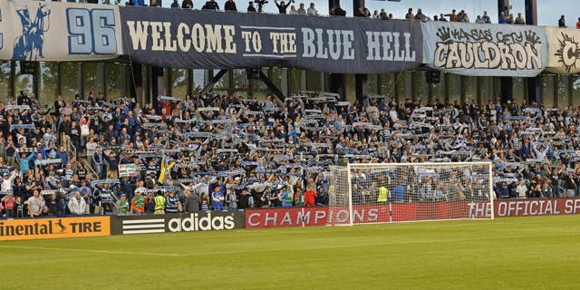May 1, 2016; Kansas City, KS, USA; Sporting KC fans react prior to the game against the LA Galaxy at Children's Mercy Park. Mandatory Credit: Peter G. Aiken-USA TODAY Sports