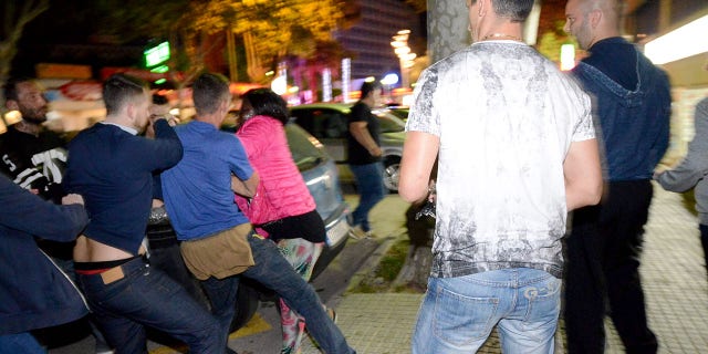 EXCLUSIVE. Solarpix.com/Coleman-Rayner
Magaluf, Spain. May 2018
FIVE Brits have been accused by Spanish police of hate crimes over vigilante street protests in Magaluf against African prostitutes blamed for tourist muggings.The expats were fingerprinted and told they face a court summons after being ordered to attend a local police station.
The summons occurred after around 20 Nigerian prostitutes complained to police they had been insulted and assaulted by protestors who filmed them without their consent.The unnamed Brits, who were supported by expat friends who went to the Civil Guard station near Magaluf in a show of strength and frustration they are the ones being treated as criminals rather than the women.
CREDIT MUST READ: Solarpix.com/Coleman-Rayner
Tel US (001) 310-474-4343 â office
www.coleman-rayner.com