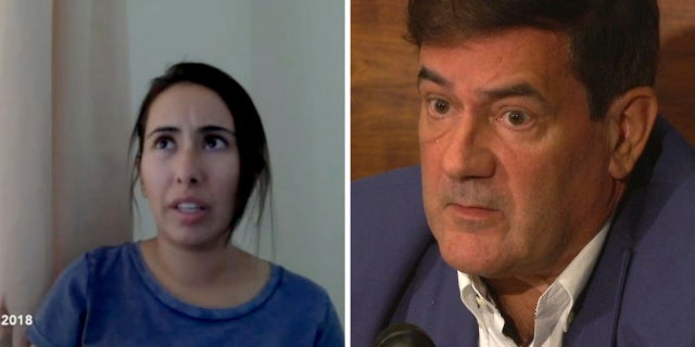 Herve Jaubert, a former French spy, right, said Sheikha Latifa bint Mohammed Al Maktoum, left, has vanished after trying to escape Dubai.