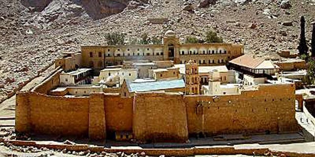 FILE: Saint Catherine's Monastery, founded by the Emperor St. Justinian the Great in 527, at the foot of Mount Sinai in Saint Catherine, Sinai, Egypt.
