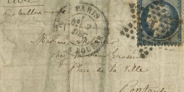 Historians work to determine how a letter sent in about 1870 on a hot air balloon ended up in archives over 10,000 miles away.