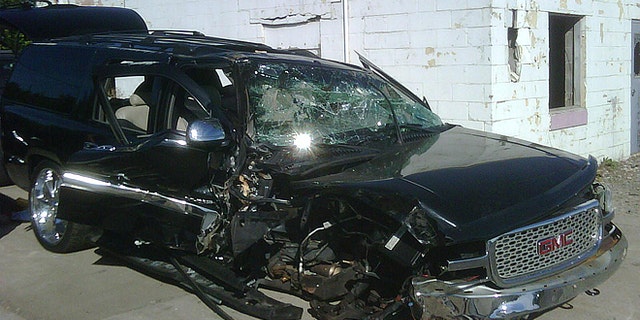 Standberry's car was totaled when the man he shot crashed into a tree and died. (Courtesy of Darrell Standberry)