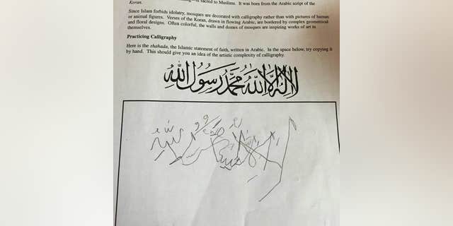 The Riverheads High School calligraphy assignment (Courtesy The Schilling Show)