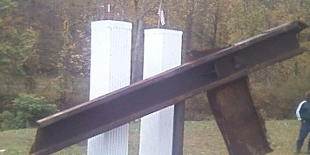 This 15 foot long piece of steel survived the September 11th terror attacks on the World Trade Center in New York City and now is located in the parking lot of the American Legion post in East Greenville, Pennsylvania.