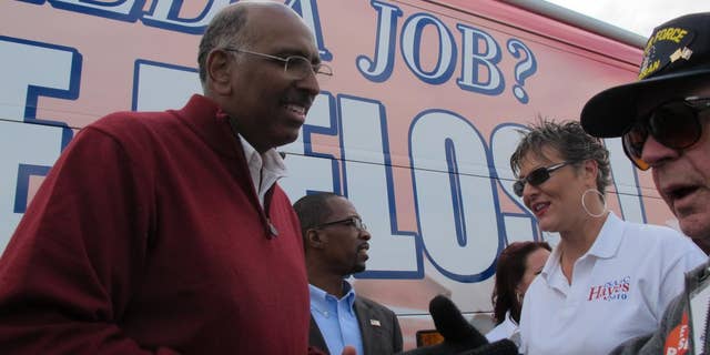 RNC Chairman Michael Steele (left) meets with voters on the party's "Fire Pelosi" tour leading up to the Nov. 4 midterms. (Fox News Photo)