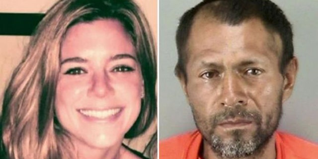 Kate Steinle and murder suspect Francisco Sanchez are shown in this AP composite photo.