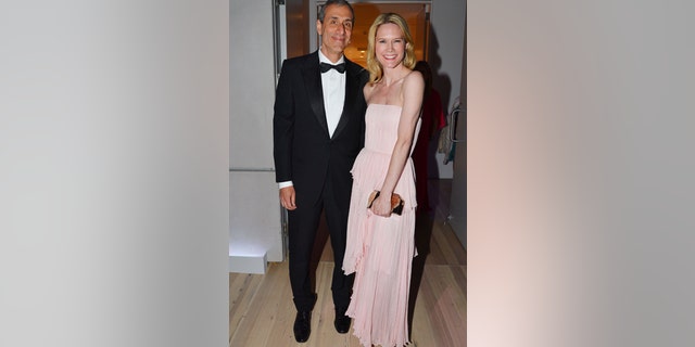 Actress Stephanie March and Daniel Benton pose for a picture at the Whitney Museum of American Art in New York City.