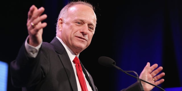 DES MOINES, IA - JANUARY 24: U.S. Representative Steve King (R-IA) speaks to guests at the Iowa Freedom Summit on January 24, 2015 in Des Moines, Iowa. The summit is hosting a group of potential 2016 Republican presidential candidates to discuss core conservative principles ahead of the January 2016 Iowa Caucuses. (Photo by Scott Olson/Getty Images)
