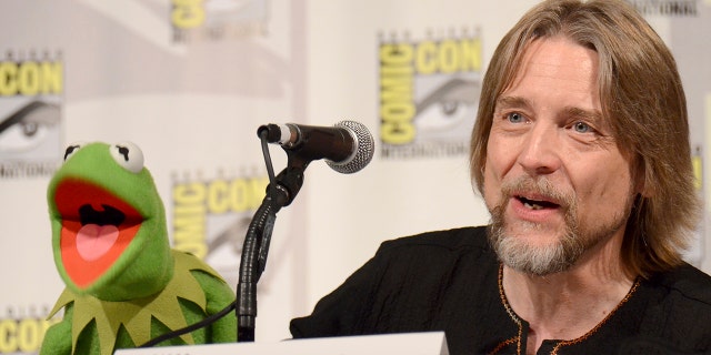 In this July 11, 2015, file photo, Kermit the Frog, left, and puppeteer Steve Whitmire attend "The Muppets" panel on day 3 of Comic-Con International in San Diego. ABC News and The Hollywood Reporter reported July 10, 2017, that Whitmire is no longer performing the character.