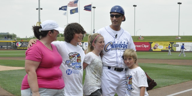Rik Zortman surprised his family when he emerged from behind the plate in an Omaha Storm Chasers' uniform. (Omaha Storm Chasers)