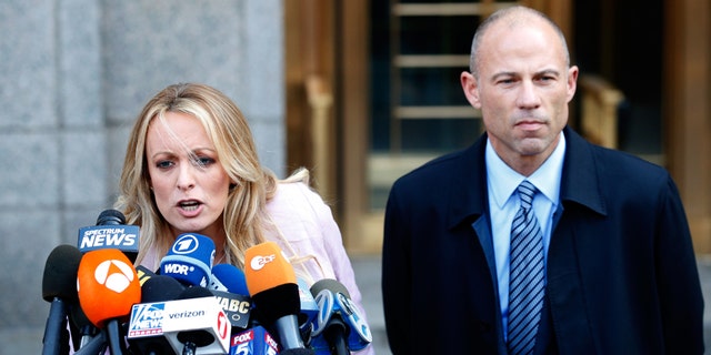 Stormy Daniels and Michael Avenatti in federal court in Manhattan earlier this year.