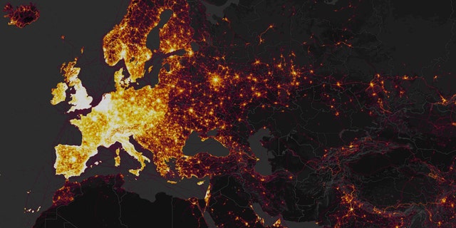 A screenshot of Strava's heatmap (labs.strava.com)