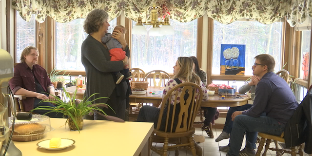 Members of the Suierveld family saw Abby for the first time at their welcome home dinner.