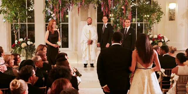 Markle walks down the isle in the upcoming 'Suits' episode.
