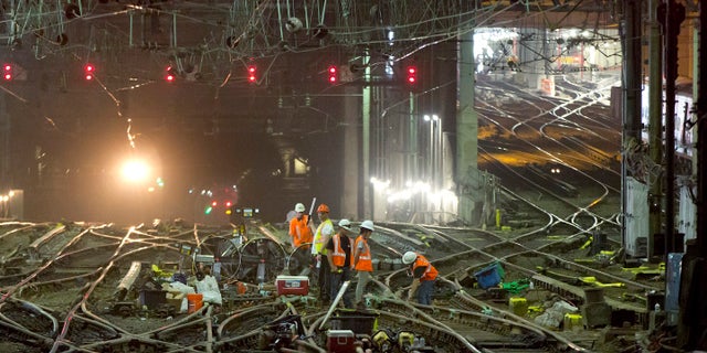 Amtrak workers began to repair tracks in New York's Penn Station on Monday, July 10, 2017.