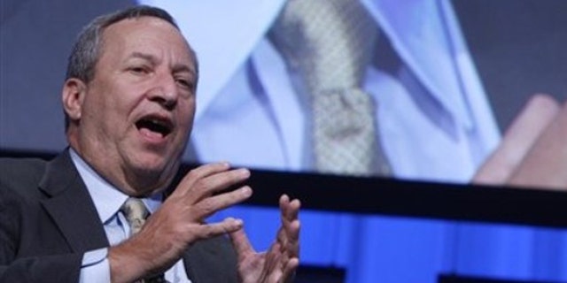 Larry Summers, director of the National Economic Council, speaks during a session 'The U.S. Economic Outlook' at the World Economic Forum in Davos, Switzerland on Jan. 29. (AP Photo)
