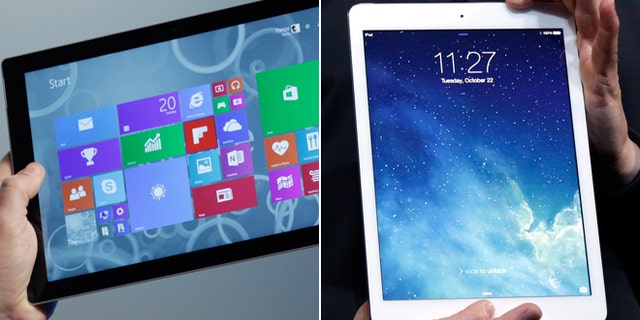 Microsoft's Surface Pro 3 tablet and the iPad Air.