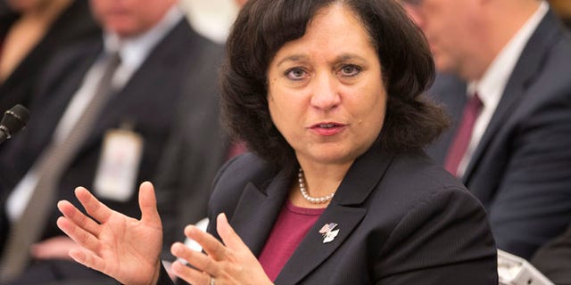 April 12, 2013: Drug Enforcement Administration (DEA) Administrator Michelle Leonhart testifies on Capitol Hill in Washington.