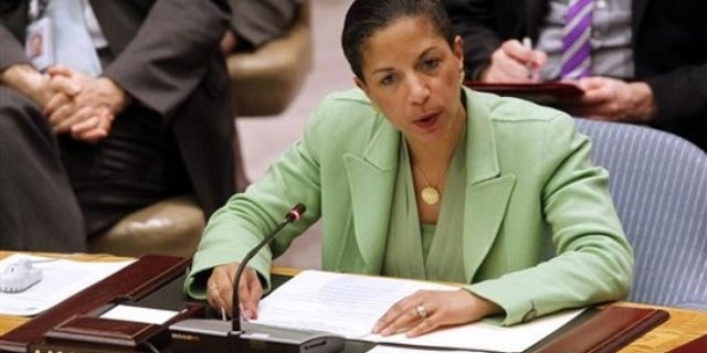 U.S. Ambassador Susan Rice speaks at a United Nations Security Council meeting at UN headquarters Thursday, March 17, 2011.